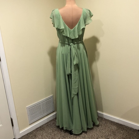 Tulle & Chantilly Wrap Maxi Dress Size 6 Pastel Mint Green Ruffle Gown - Picture 6 of 9